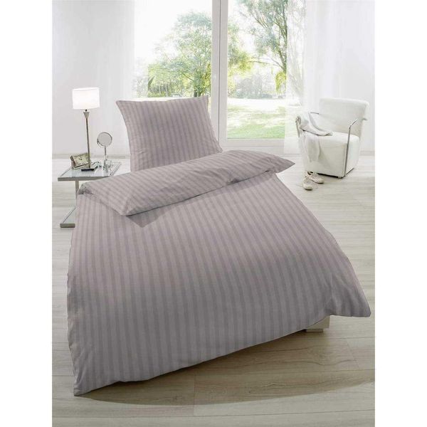 Biancheria Da Letto Hahn In Raso Con Motivo A Righe, Torrone 135X200 Cm + 80X80 Cm-image