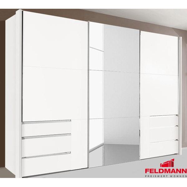 Armadio Ad Ante Scorrevoli Armadio Per La Camera Da Letto Livello 3 Ante Bianco 300 Cm-image