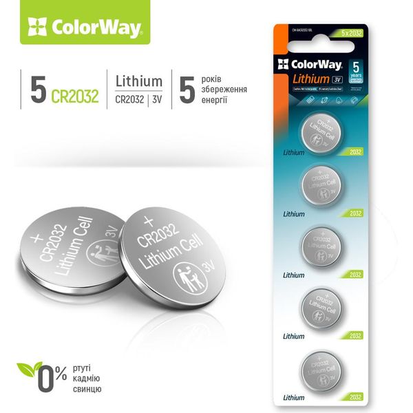 Colourway Batterie Al Litio CR2032 (5 Pezzi)-image