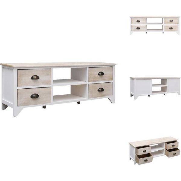 Vidaxl Mobile Tv 108X30X40 Cm In Legno Massiccio Paulownia - Mobili Tv-image