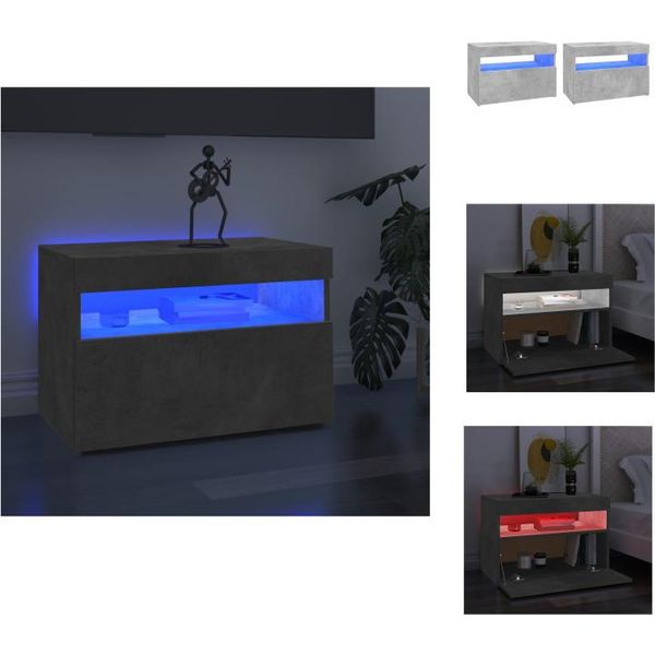 Vidaxl Mobili Tv Luci Led 2 Pz. Grigio Cemento 60X35X40 Cm - Mobili Tv-image