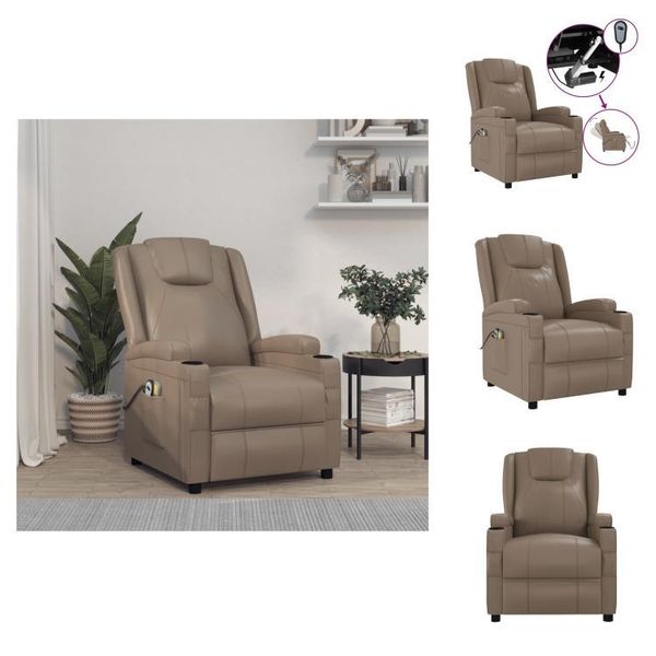 Vidaxl Sedia Da Massaggio Elettrica Cappuccino - Pelle Finta Marrone - Sedia Da Massaggio-image