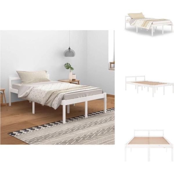 Vidaxl Letto Senior Bianco 120X200 Cm In Legno Di Pino Massiccio - Letti E Strutture Letto-image