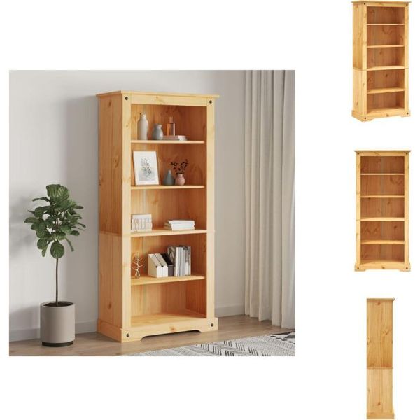 Vidaxl Libreria 5 Scomparti In Legno Di Pino Stile Messico 81X40X170 Cm - Librerie & Librerie-image