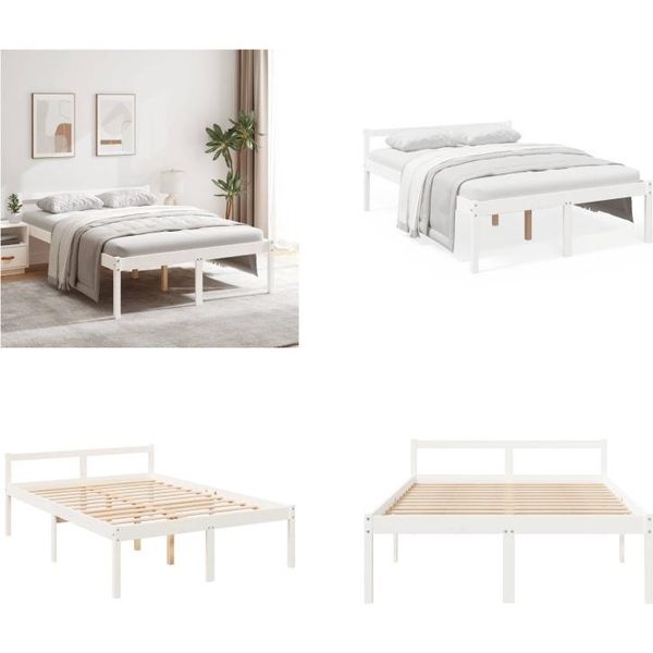 Vidaxl Letto Per Anziani Bianco 120X200 Cm In Legno Massiccio Di Pino - Letto Per Anziani - Letto Per Anziani - Letti Per Anziani - Letti Per Anziani-image