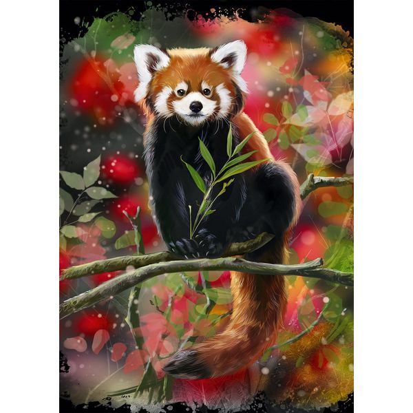 Puzzle Alipson Panda Rosso Seduto Su Un Ramo - 1000 Pezzi-image