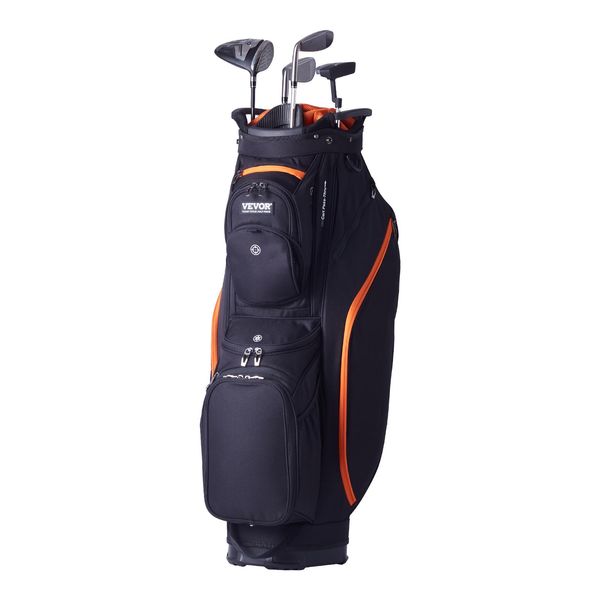 Borsa Da Golf Vevor Con Divisorio Organizzatore Superiore A 14 Vie, 36 Pollici, 13 Tasche, Borsa Da Golf Premium, Borse Da Golf Resistenti Con Manici, Copertura Antipolvere E Cinghie Staccabili Per Uomo E Donna, Nero E Arancione-image