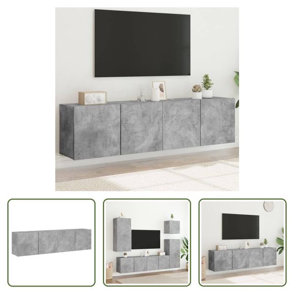 The Living Store Pensili Tv 2 Pz. Grigio Cemento 80X30X41 Cm-image