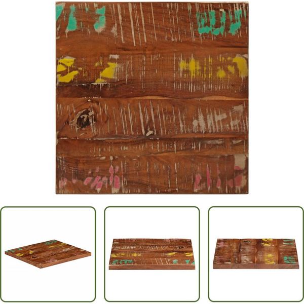 The Living Store Piano Del Tavolo 40X40X2,5 Cm Quadrato In Legno Massiccio Di Recupero-image