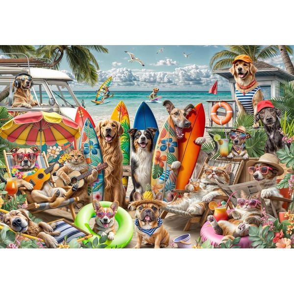 Puzzle Bluebird Cani E Gatti Da Spiaggia - 2000 Pezzi-image