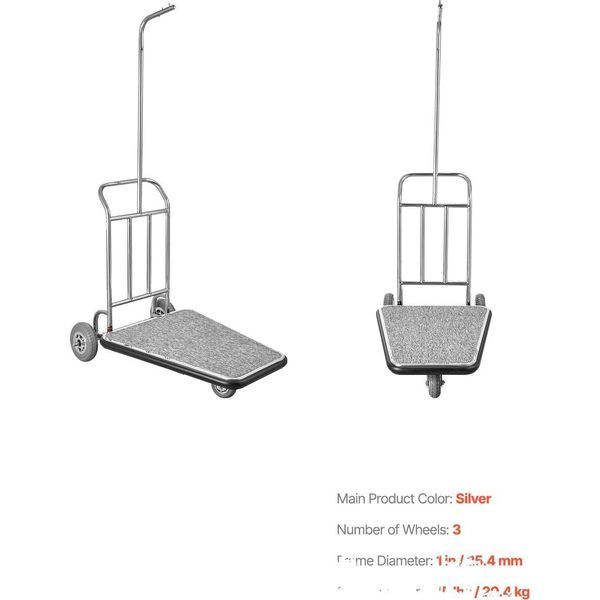 Carrello Portabagagli, Capacità Di Carico Di 600 Libbre, Struttura Resistente In Acciaio Inox, 600 Lbs-image