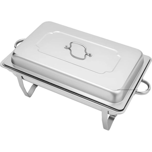 Chafing Dish, Acciaio Inox, Design Rettangolare, Argento-image