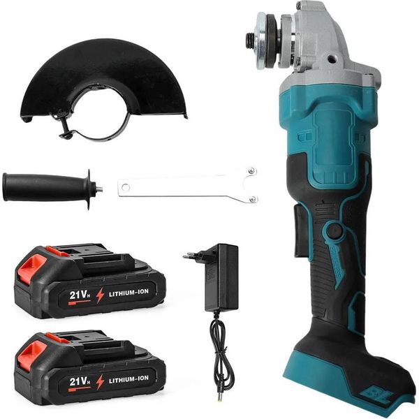 Smerigliatrice Angolare, Motore Brushless, Velocità Regolabile, 2 Batterie + 1 Caricatore-image