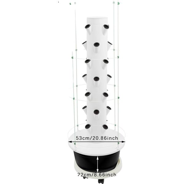 Torre Di Crescita Idroponica, Set Per Giardino Interno, Coltivazione Verticale Di Piante, Nero-image
