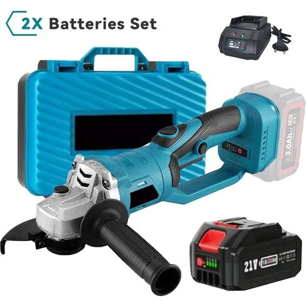 Smerigliatrice Angolare Elettrica, Motore Brushless, Velocità Regolabile, Con 1 Batteria-image