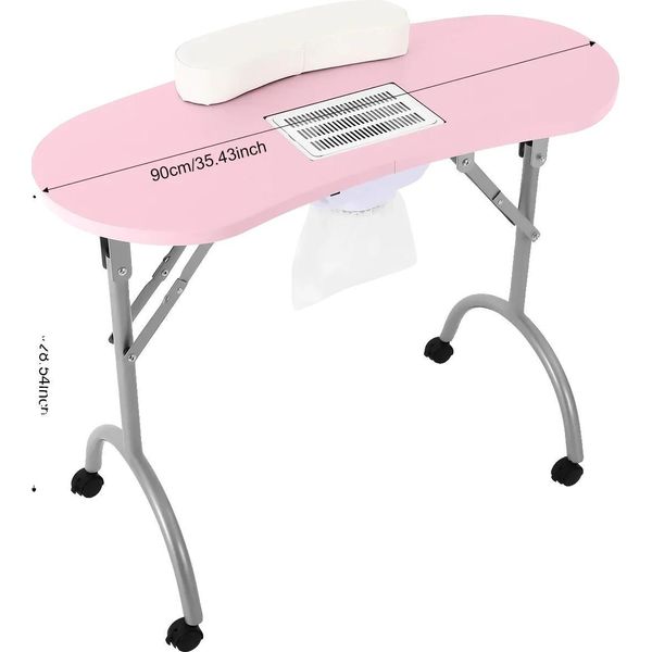 Tavolo Da Manicure, Aspiratore Per Unghie Integrato, Design Resistente, Rosa-image