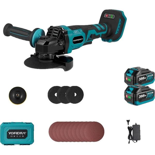 Smerigliatrice Angolare, Motore Brushless, Velocità Regolabile, Batteria 2X388VF-image
