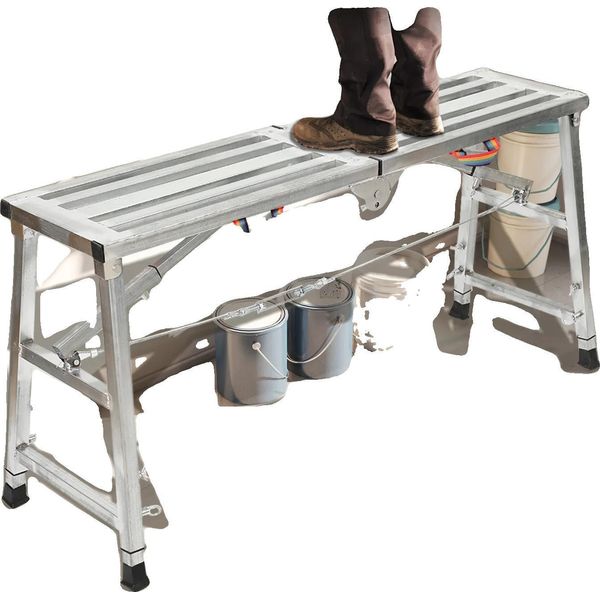 Piattaforma Da Ponteggio Pieghevole, Altezza Regolabile Da 60 Cm A 90 Cm, Carico Massimo 200 Kg, Struttura In Tubi Rinforzati, Piedini Antiscivolo-image