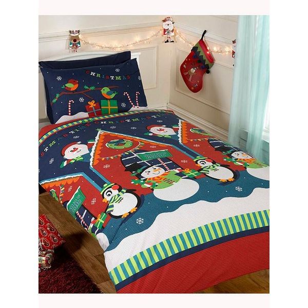 Rapport - Set Di Biancheria Da Letto, Grotta Di Babbo Natale, Design Natalizio AG1644 (Junior) (Blu/Rosso/Bianco)-image