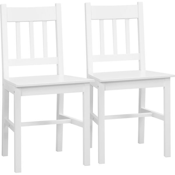 Sedia Da Pranzo Homcom, Set Di 2 Sedie Da Cucina, Sedia Da Pranzo Con Schienale, Sedie Da Cucina, Sedia Da Soggiorno Per Cucina, Sala Da Pranzo, Legno Di Pino, Bianco, 41 X 46,5 X 85,5 Cm-image