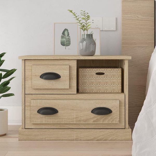 The Living Store Comodino Rovere Sonoma 60X39X45 Cm-image