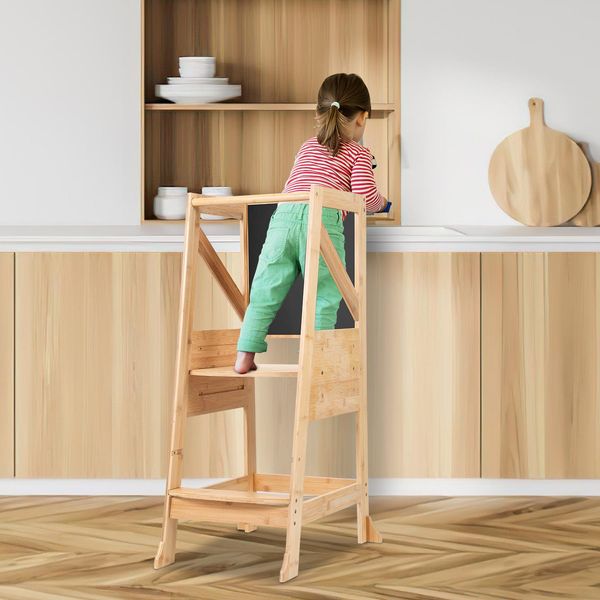 Jopassy Torre Di Apprendimento Per Bambini Torre Di Apprendimento Sedia Di Apprendimento Sedia Alta Sgabello Per Gradini Naturale-image