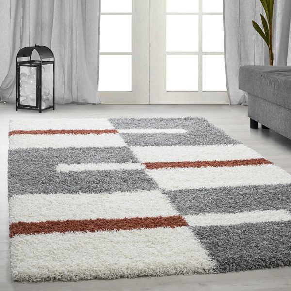 Carpetsale24 Tappeto Shaggy A Pelo Alto Design A Quadri Morbido Soffice E Accogliente Per Soggiorno Moderno, Dimensioni: 280X370 Cm-image