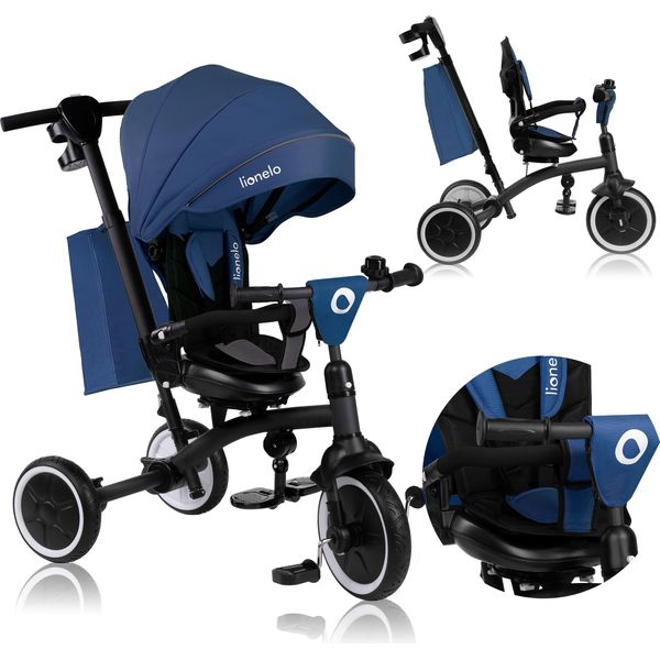 Lionelo Tris Plus Triciclo Balance Bike Fino A 25 Kg Triciclo Per Bambini Manubrio Carrozzina Senza Attrezzi - Blu-image