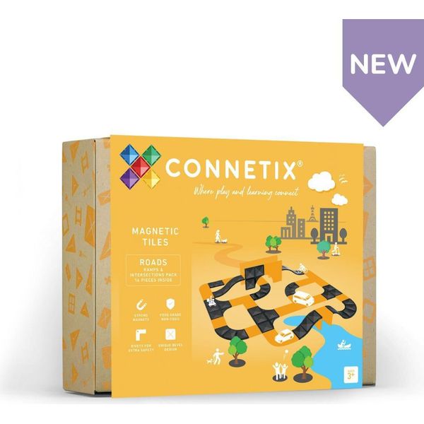 Connetix Rampe Stradali Magnetiche Giocattolo 16 Pezzi Nero-image