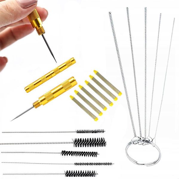 Rosfix Set Di Pulizia Per Pistole – Ago Per Piercing, Spazzole Per La Pulizia, Spazzole Metalliche, 6 Filtri Gialli Da 100 Maglie-image