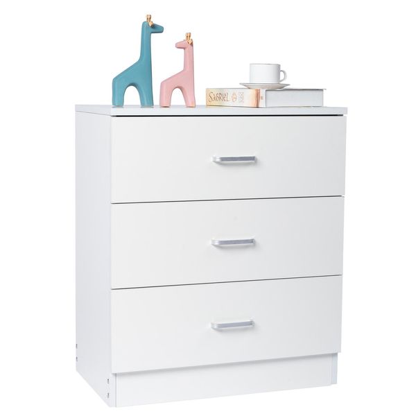 Comodino Fch Comodino A 3 Cassetti, Bianco, 56 X 33 X 66 Cm-image