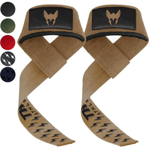 Thor Athletics Cinghie Di Trazione Per L'allenamento Della Forza E Il Powerlifting - Supporto Aggiuntivo - Cinghie Di Sollevamento Per L'allenamento Della Forza Per Uomini E Donne - Camel-image