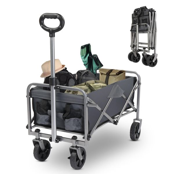 Fch Carrello Pieghevole, Carrello Da Trasporto Pieghevole Ruotabile A 360 ° E Caricabile Fino A 100 Kg, Grigio, 74,5X43,5X85 Cm-image