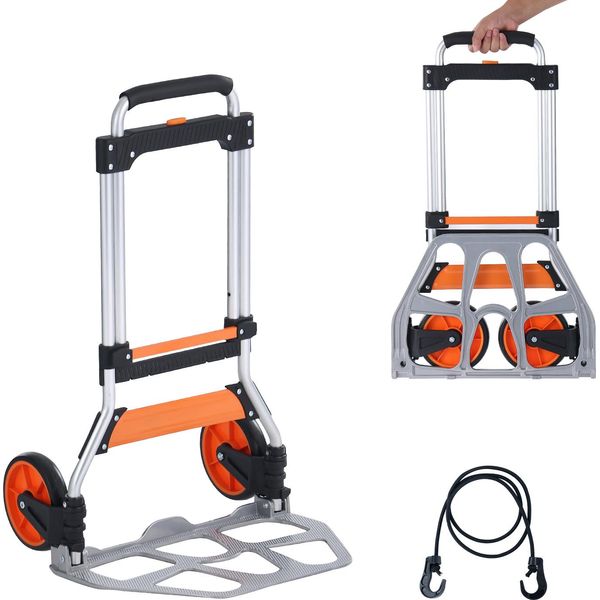 Succebuy Carrello Portasacchi, Pieghevole, Portata 125 Kg, Carrello Portatile In Alluminio, Carrello Trasformabile Con Manico Telescopico, Ruote In Pp+Tpr-image