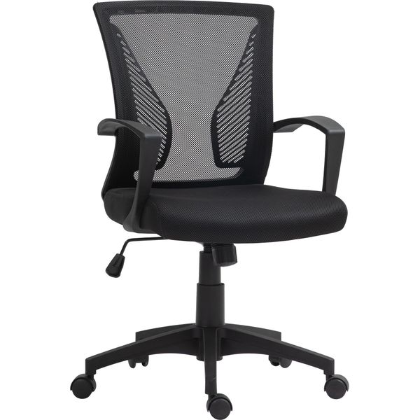 Sedia Da Ufficio Homcom Con Funzione Di Inclinazione, Sedia Da Scrivania Regolabile In Altezza, Sedia Girevole Con Capacità Di Carico Fino A 120 Kg, Per Ufficio, Studio, Nero-image