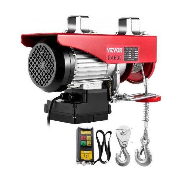Paranco Elettrico Vevor, Argano Elettrico Da 1320 Libbre, Ascensore Elettrico Con Sistema Di Controllo Remoto Senza Fili, Gru Elettrica In Filo D'acciaio Zincato, Paranco Elettrico A Cavo Con Cinghie E Interruttore Di Arresto Di Emergenza-image