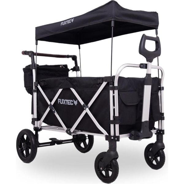 Fuxtec Carrello Pieghevole FX-CTL950 Nero Con Tetto - Carrello Pieghevole Per Il Trasporto | Borsa Posteriore, Maniglia Di Spinta Comfort E Prolunga Interna | Cintura A 5 Punti | Carrello A Mano/Carrello Porta Scale - L'originale Schwarz-image
