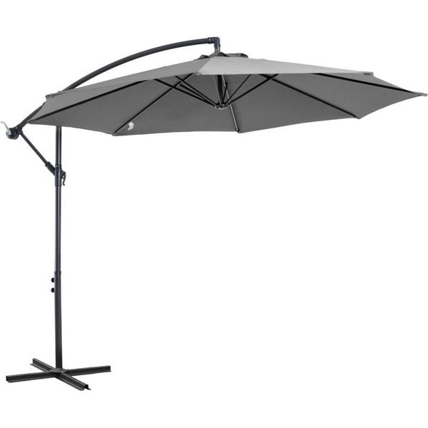 Ombrellone Fortuna Lai Con Telaio In Acciaio E Tessuto In Poliestere Grigio Ø2,95X2,45M Per Giardino, Terrazza, Balcone-image