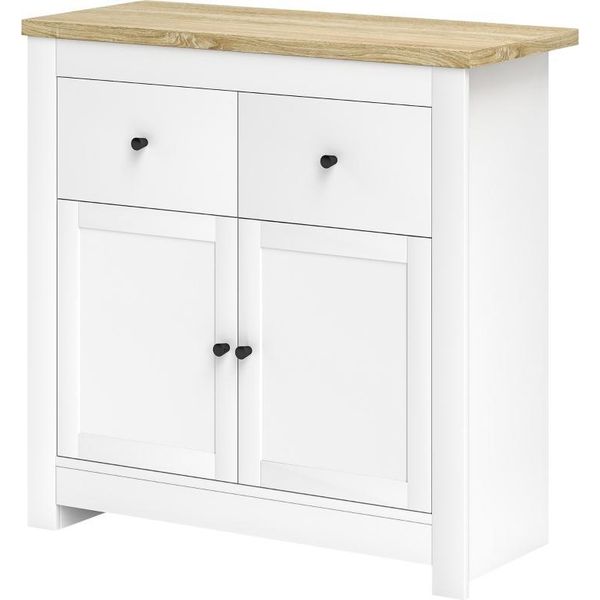 Fortuna Lai Credenza Armadio Da Cucina Con 2 Cassetti, Doppia Anta Con Chiusura Ammortizzata, Ripiano Regolabile, Moderno Mobile Contenitore Per Soggiorno, Camera Da Letto 79 X 35 X 80 Cm Bianco-image