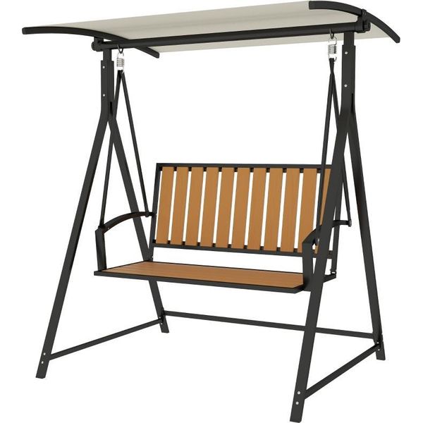Altalena Da Giardino Fortuna Lai Con Tendalino Parasole Regolabile, Altalena Da Giardino A 2 Posti, Resistente Alle Intemperie, Panca Altalena Con Portata Massima 240 Kg, Sdraio Da Giardino Per Giardino, Terrazza, 142 X 112 X 162 Cm, Nero-image