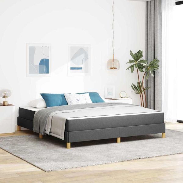 Maison Exclusive - Letto Boxspring Con Materasso Grigio Scuro 180 X 200 Cm Tessuto-image