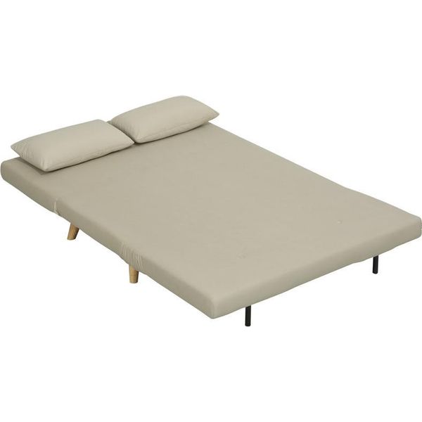 Fortuna Lai Divano Letto Divano Con Funzione Letto 130 X 78 Cm Divano Con Cuscino Lombare, Effetto Velluto, Schienale Regolabile Per Soggiorno, Camera Da Letto, Beige-image