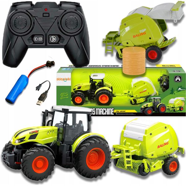 Lolex | Trattore Rc Con Rotopressa - 1:24 - Telecomandato - Giocattolo Agricolo Realistico-image