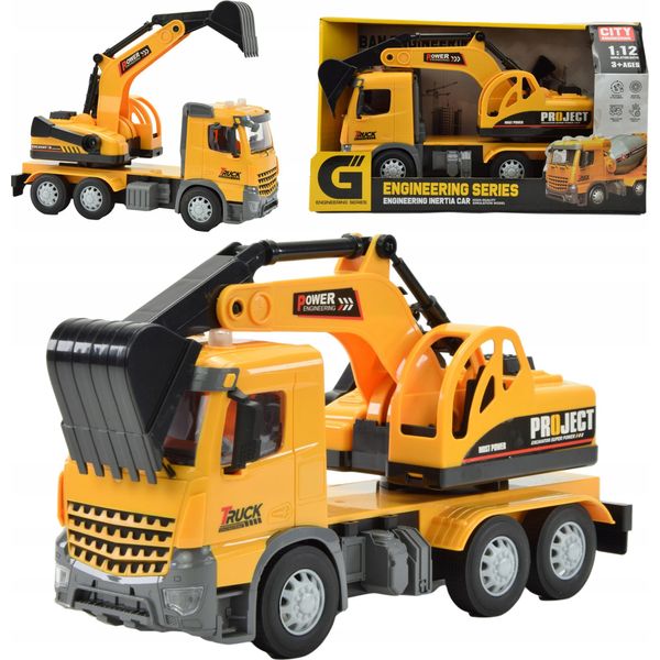 Lolex | Veicolo Giocattolo - Camion - Grande Camion Da Cantiere Con Escavatore - Multicolore - Creativo E Robusto-image