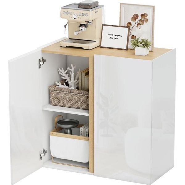 Fortuna Lai Comò, Credenza Con Ante Soft-Close, Ripiano Regolabile, Per Soggiorno, Cucina, Sala Da Pranzo, Bianco-image