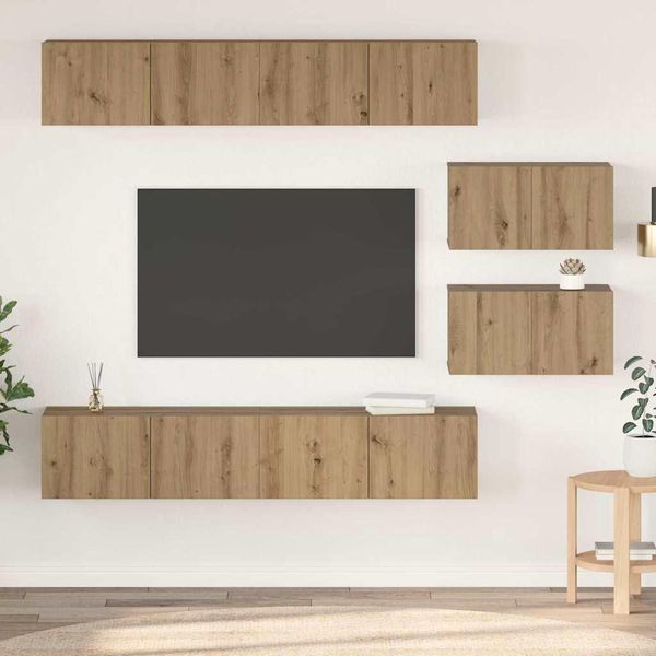 Maison Exclusive - Mobile Tv Da Parete 6 Pezzi In Legno Di Rovere Artisan-image