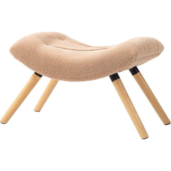 Fortuna Lai Poggiapiedi Moderno Con Rivestimento In Pile E Gambe In Legno, Imbottito, Per Soggiorno, Camera Da Letto, Corridoio, Marrone-image