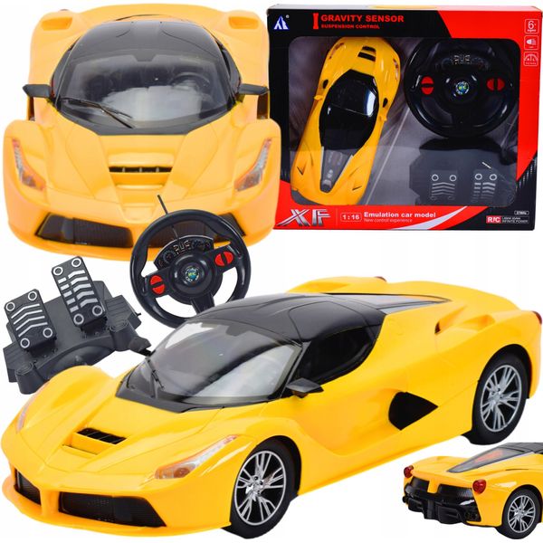 Lolex | Auto Sportiva Rc - 1:16 - Giallo - Telecomando Con Luci E Suoni - Ideale Per Bambini-image