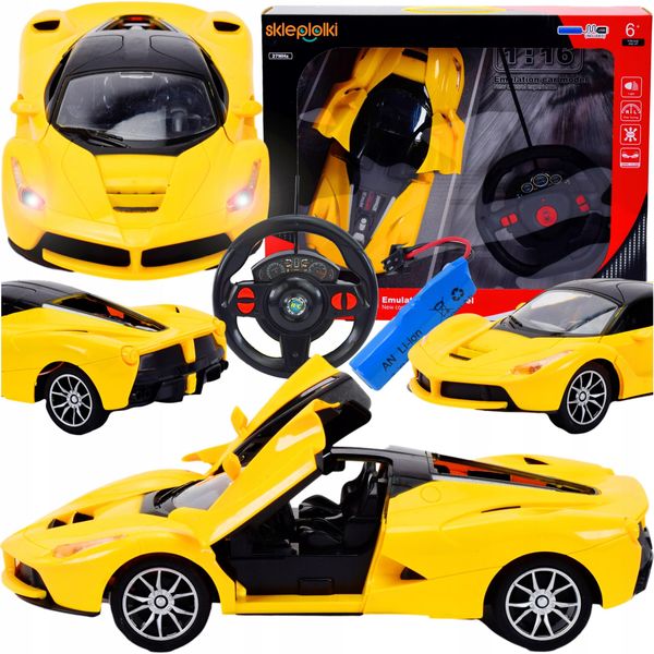 Lolex | Auto Sportiva Rc - 1:16 - Gialla - Con Luci E Suoni - Perfetta Per Bambini E Adulti-image