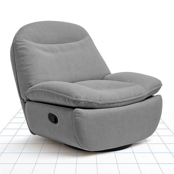 Poltrona Reclinabile Flexispot Poltrona Tv Girevole A 360° Con Funzione Reclinabile, Sedia A Dondolo Con Tasca Laterale, Schienale E Poggiapiedi Regolabili Separatamente Grigio-image